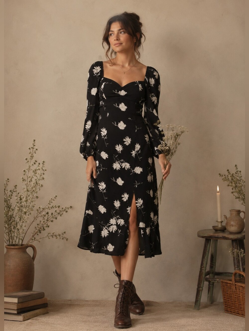 NWT BOG Collective Dress Size L Floral Band Of Gypsies Country Prairie Feminine